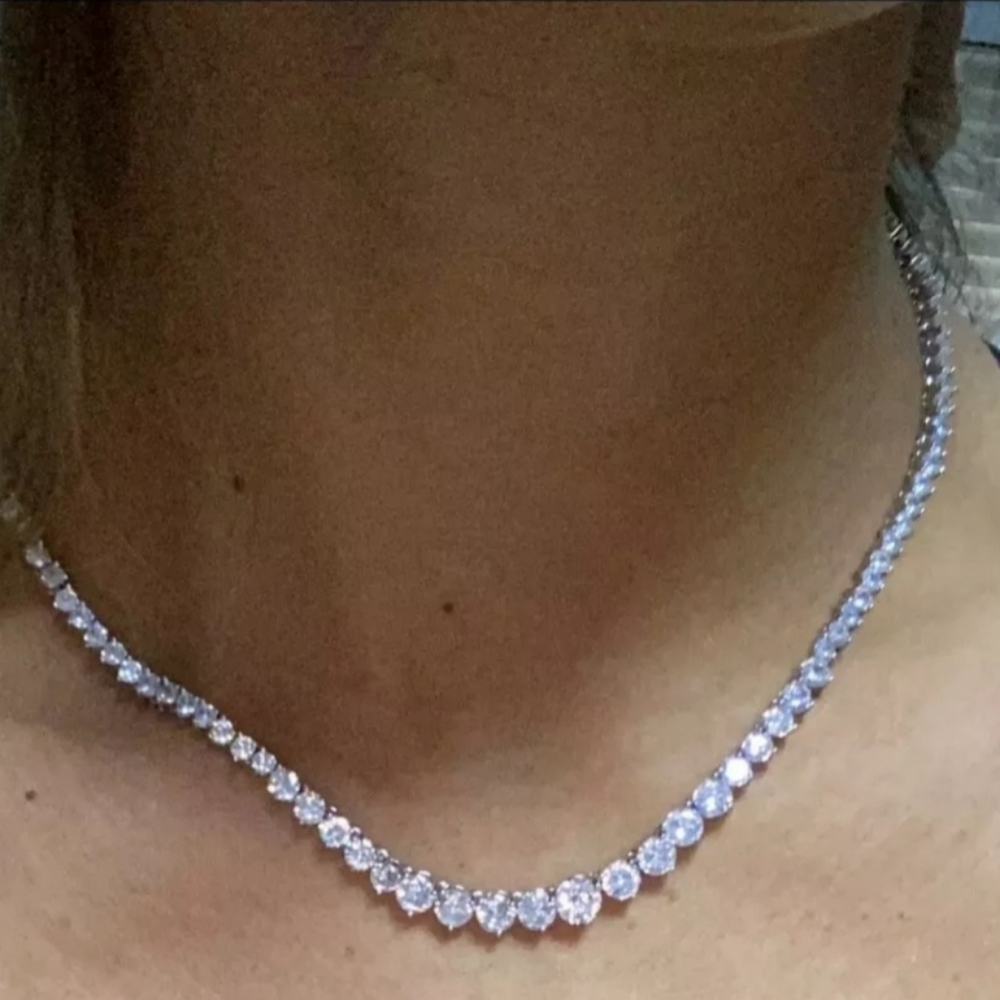 Sterling Silver Women's Luxury Tennis Necklace